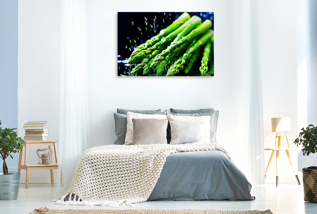 Premium Textil-Leinwand Grüner Spargel - Asparagus officinalis