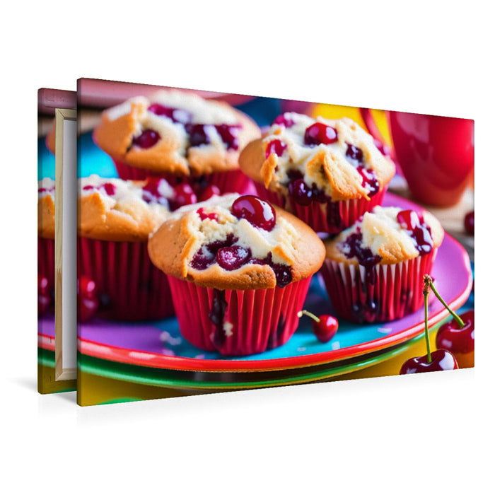 Premium Textil-Leinwand Kirschmuffins