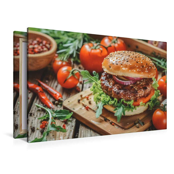 Premium Textil-Leinwand Hamburger