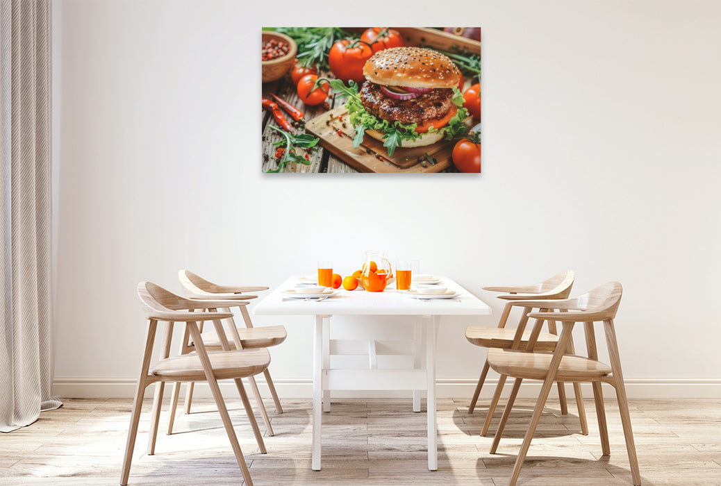 Premium Textil-Leinwand Hamburger