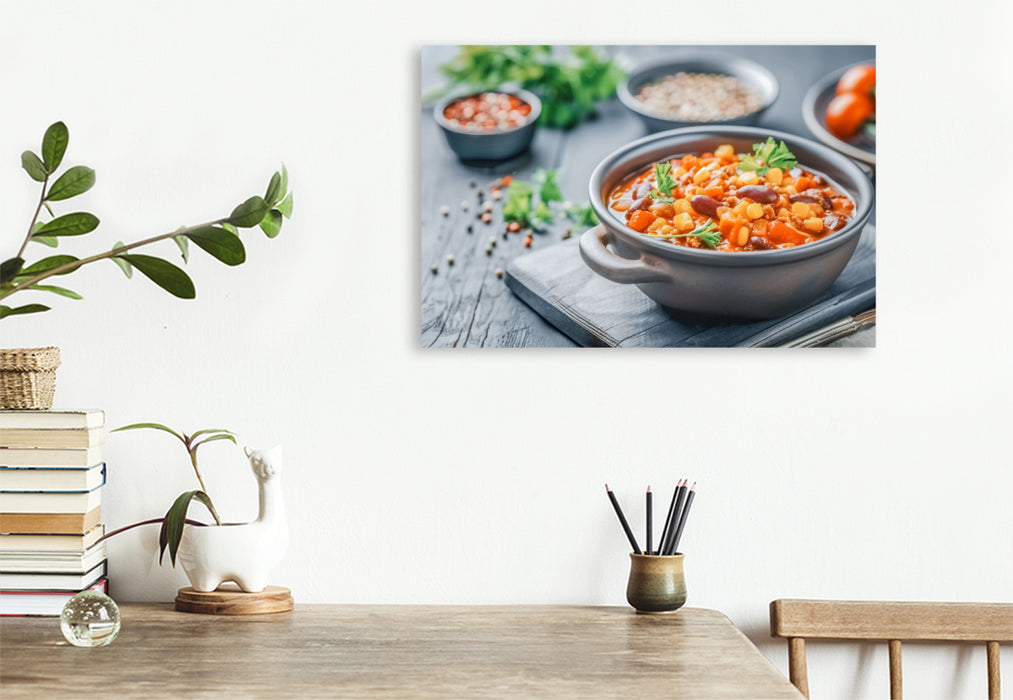 Premium Textil-Leinwand Chilli Con Carne