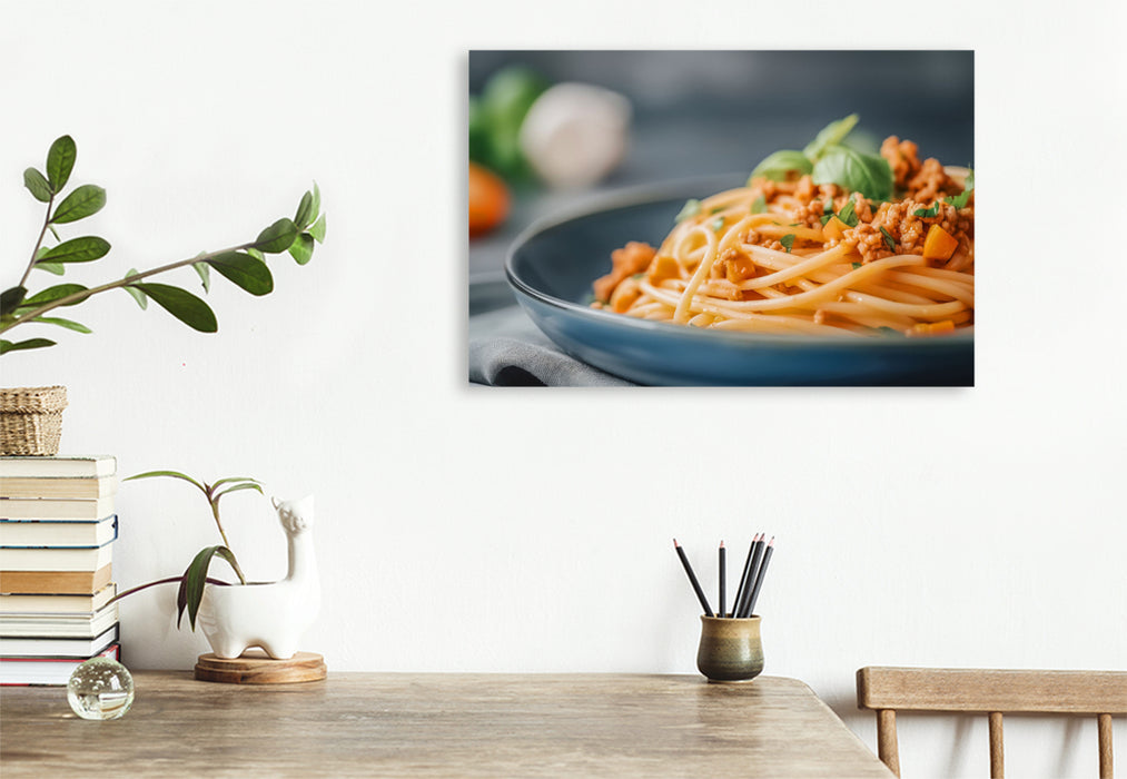 Premium Textil-Leinwand Spaghetti Bolognese