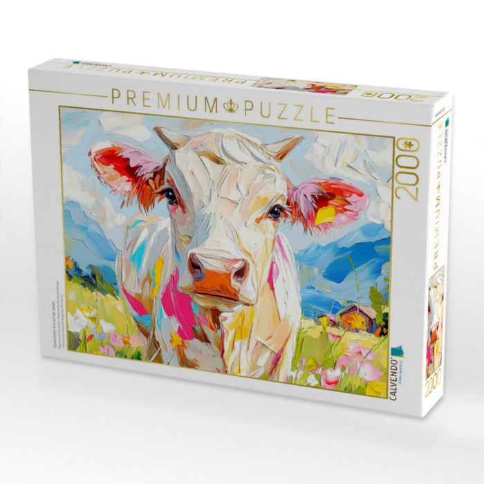 Zauberhafte Kuh auf der Weide - CALVENDO Foto-Puzzle'