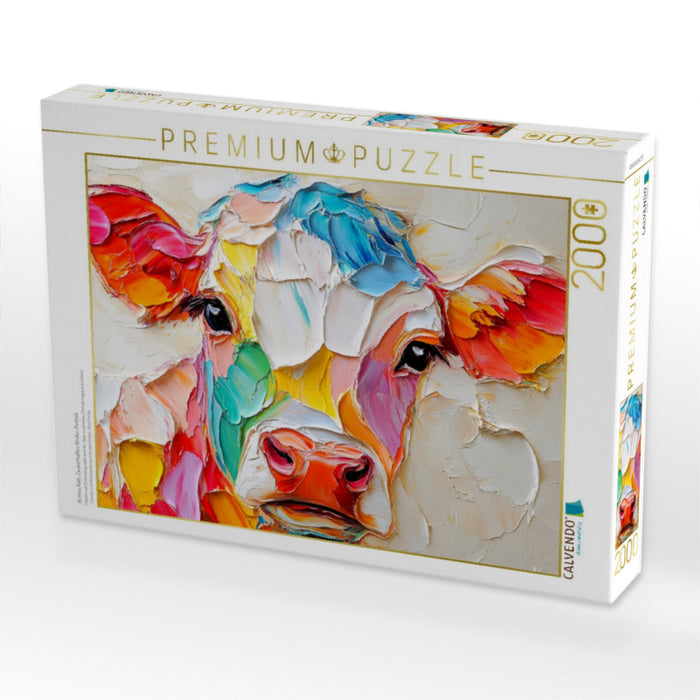 Buntes Kalb. Zauberhaftes Rinder-Portrait - CALVENDO Foto-Puzzle'