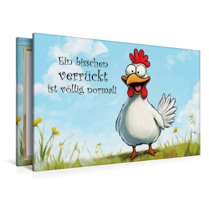 Premium Textil-Leinwand Verrücktes Huhn