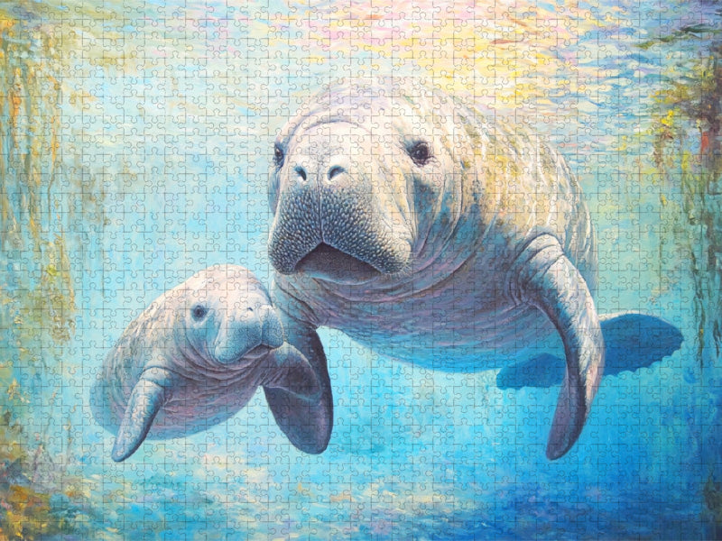Manatee mit Baby - CALVENDO Foto-Puzzle'