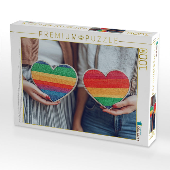 Herzen in Regenbogenfarben als Symbol der LGBTQ-Community - CALVENDO Foto-Puzzle'