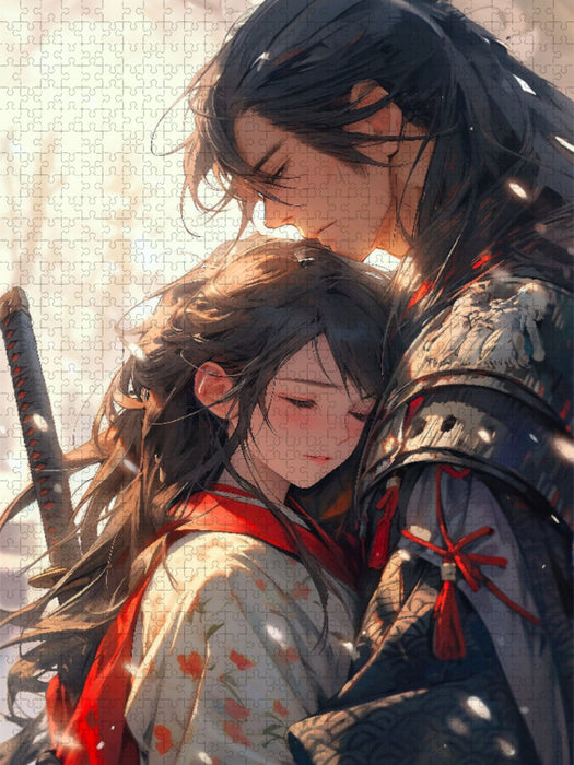 Bis wir uns wiedersehen - Samurai Liebespärchen im Manga Stil - CALVENDO Foto-Puzzle'