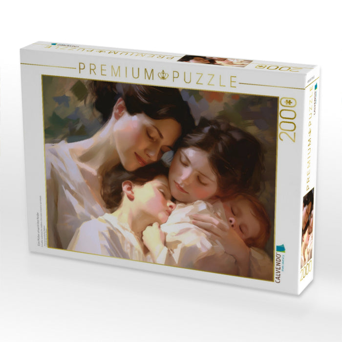 Eine Mutter umarmt ihre Kinder - CALVENDO Foto-Puzzle'