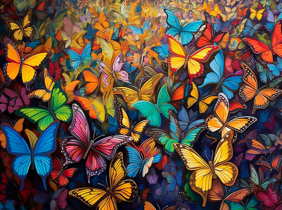 Wimmelbild - Kunterbuntes Treiben von Schmetterlingen - CALVENDO Foto-Puzzle'