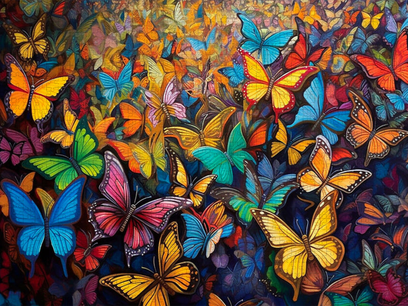 Wimmelbild - Kunterbuntes Treiben von Schmetterlingen - CALVENDO Foto-Puzzle'