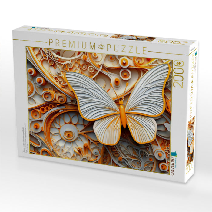 Papillon blanc orange en relief - Puzzle photo CALVENDO' 