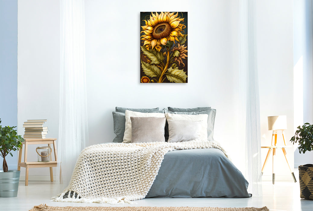 Premium Textil-Leinwand Sonnenblume