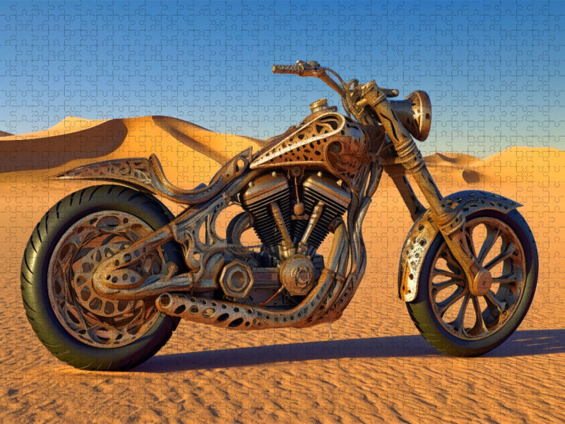 Fantasie Costum Bike in den Dünen von Sossusvlei Namibia. Leopardenmuster. - CALVENDO Foto-Puzzle'