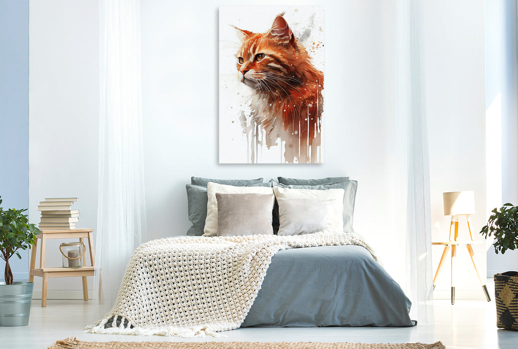 Premium Textil-Leinwand Red Cat