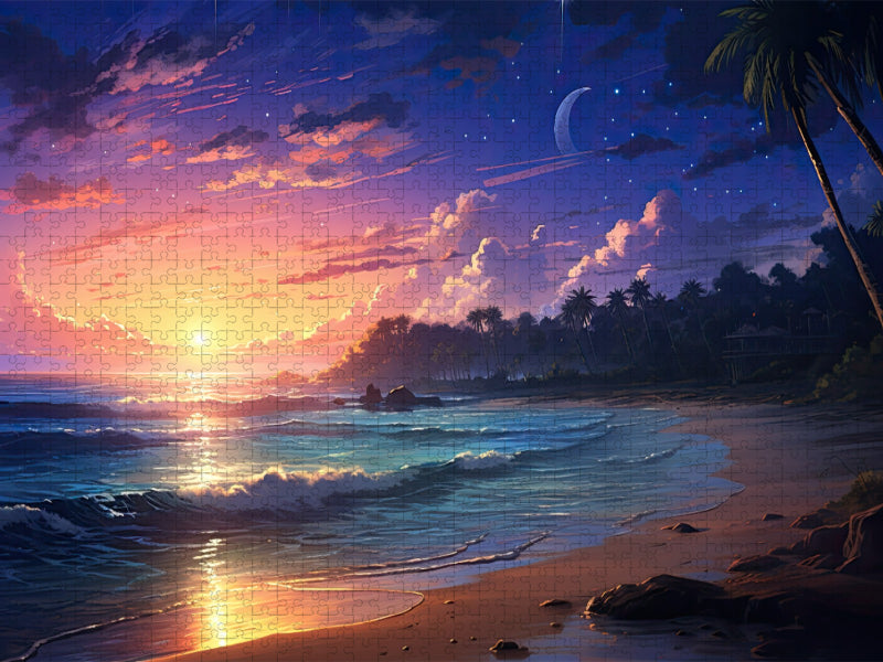 Brandung im Sonnenuntergang - CALVENDO Foto-Puzzle'