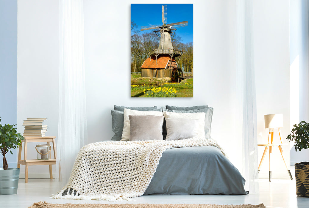 Premium Textil-Leinwand Hüvener Wind- und Wassermühle