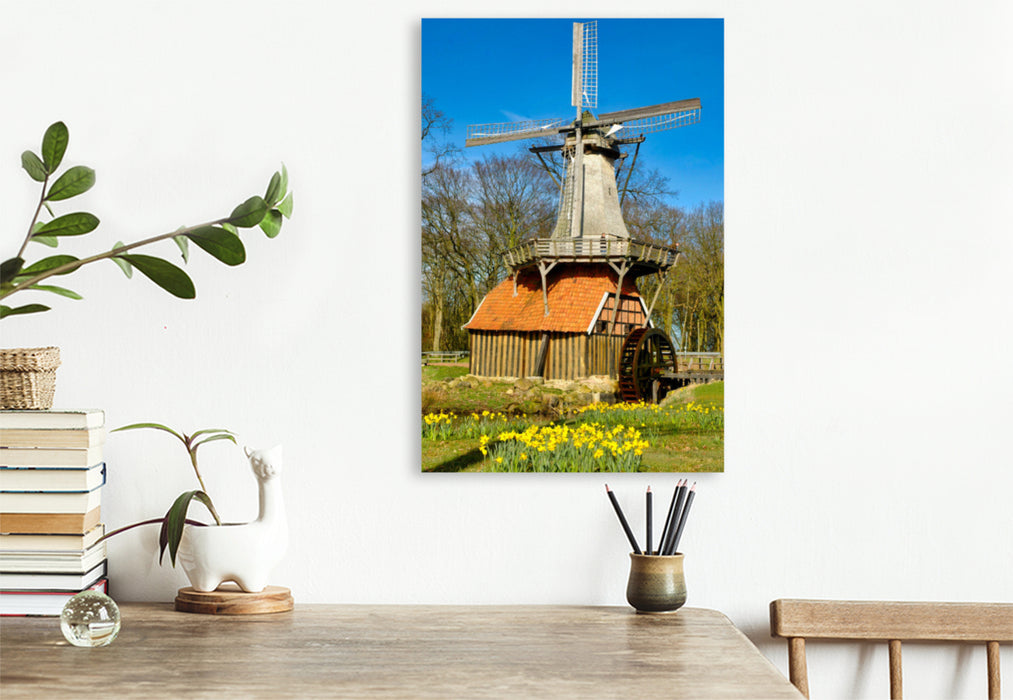 Premium Textil-Leinwand Hüvener Wind- und Wassermühle
