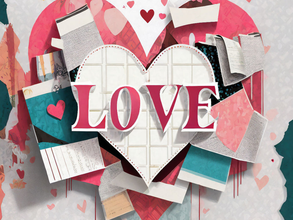 Abstrakt buntes Design mit Herz und Text Love - CALVENDO Foto-Puzzle'