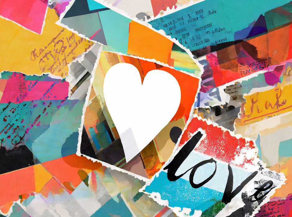 Abstrakt buntes Design mit Herz und Text Love - CALVENDO Foto-Puzzle'