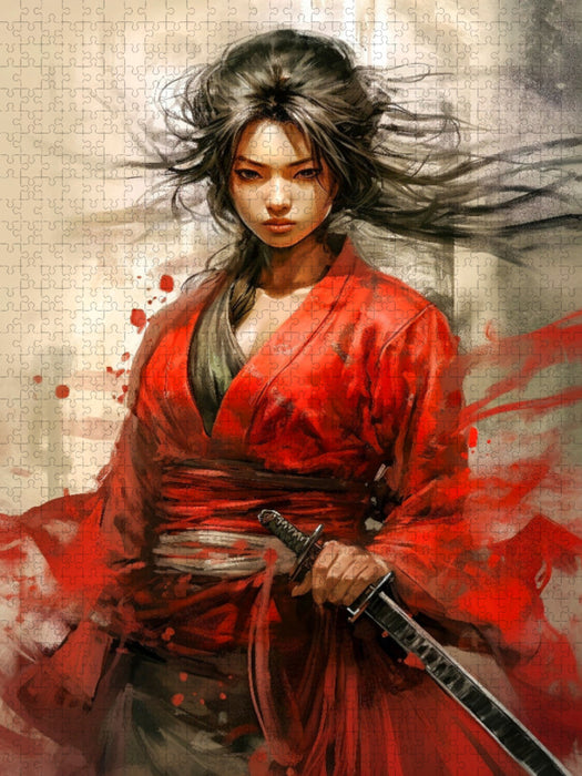 Samurai, die herausfordernde Kämpferin - CALVENDO Foto-Puzzle'