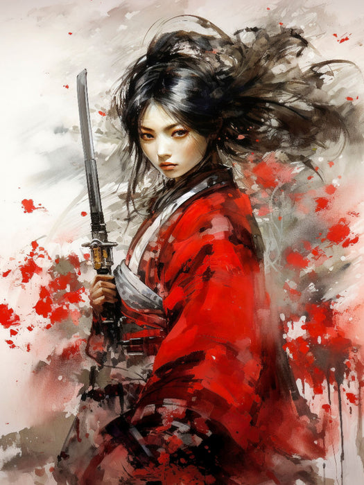 Samurai, die unerschrockene Kämpferin - CALVENDO Foto-Puzzle'
