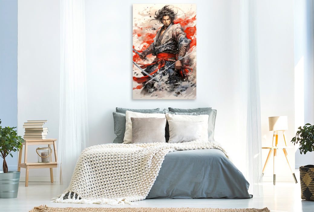 Premium Textil-Leinwand Der geschickte Samurai