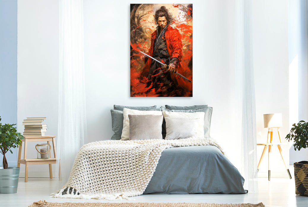 Premium Textil-Leinwand Der wagemutige Samurai