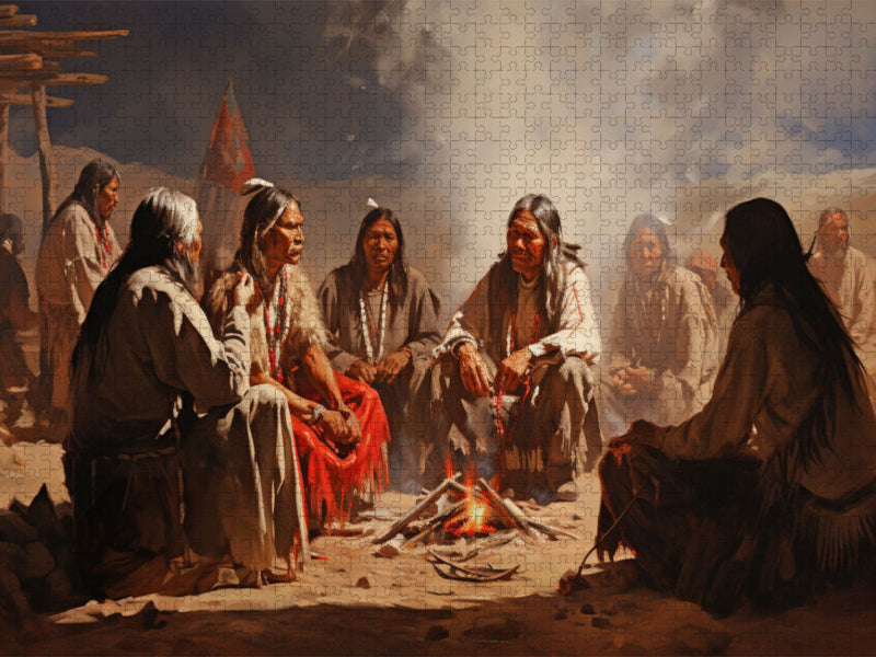 Treffen der Ältesten - Leben der Indianer - CALVENDO Foto-Puzzle'