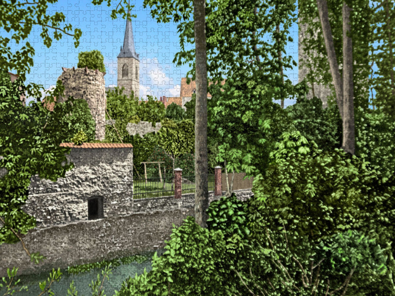 Aschersleben – Blick zum Dammtor im Apothekergraben am Eineufer um 1907 - CALVENDO Foto-Puzzle'