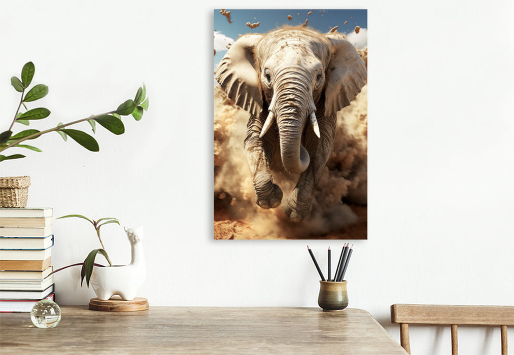 Premium Textil-Leinwand Elefant