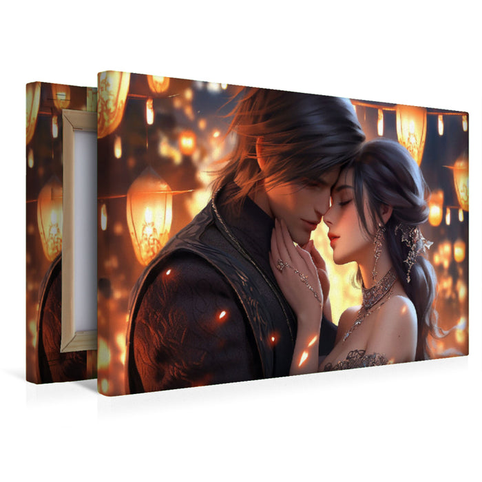 Premium Textil-Leinwand Zärtlichkeit - Manga Style