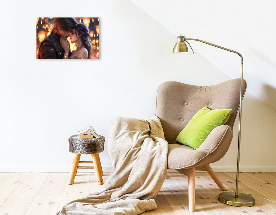 Premium Textil-Leinwand Zärtlichkeit - Manga Style