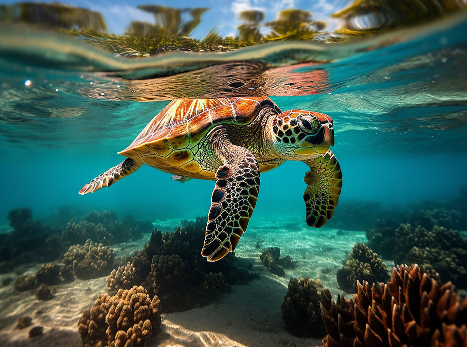 Meeresschildkröte unter Wasser - CALVENDO Foto-Puzzle'