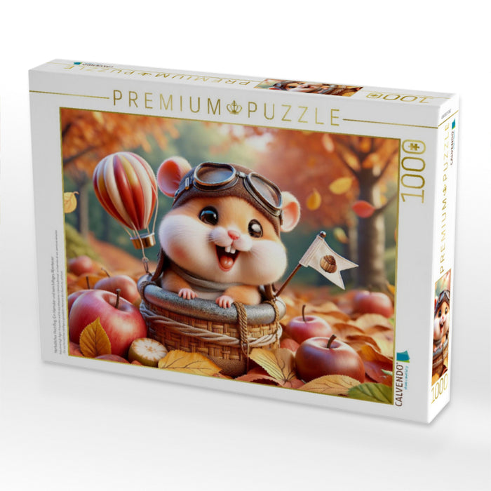 Herbstlicher Hochflug: Ein Hamster und sein luftiges Abenteuer - CALVENDO Foto-Puzzle'