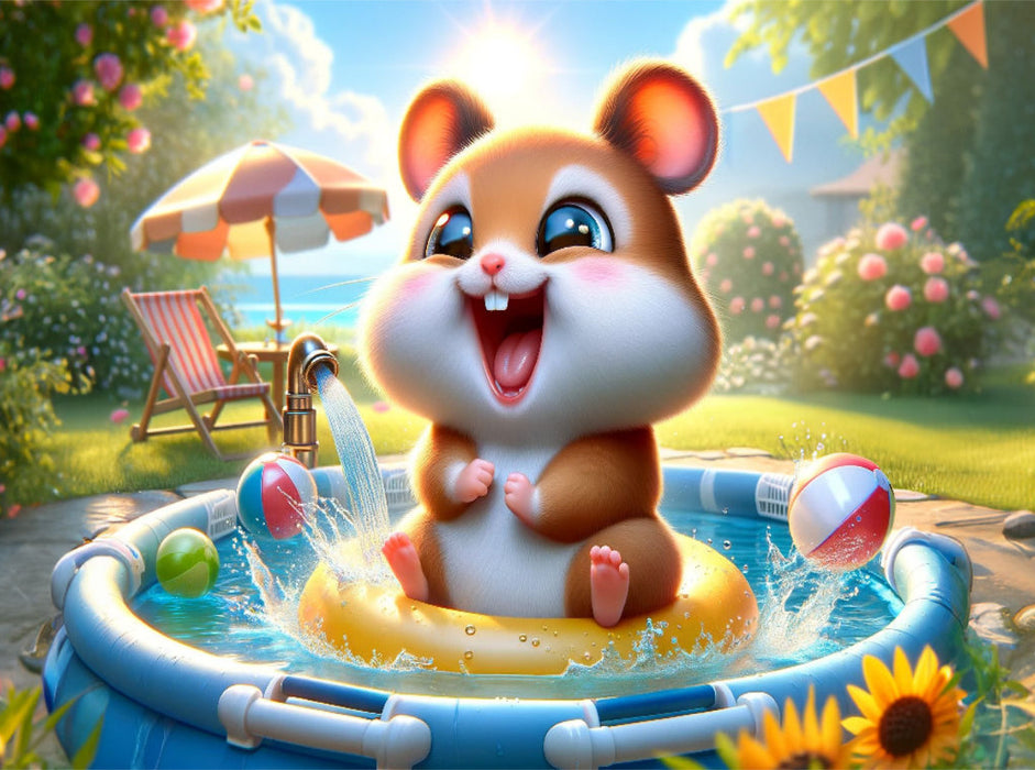 Sommertage und Planschvergnügen: Ein Hamster entdeckt das Wasser - CALVENDO Foto-Puzzle'