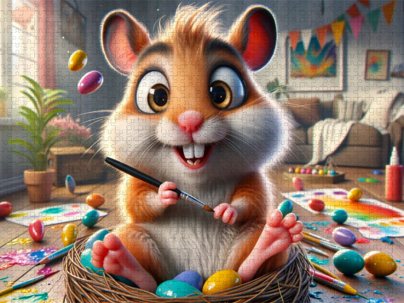 Ostereierspaß mit dem Künstler-Hamster - CALVENDO Foto-Puzzle'