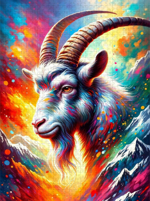 Steinbock - Ein Motiv aus dem Kalender Sternzeichen - Ein Jahr unter den Sternen mit von KI gemalten Tierkreiszeichen - CALVENDO Foto-Puzzle'