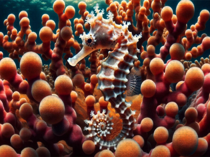 Pygmäenseepferdchen vor Gorgonienkorallen - CALVENDO Foto-Puzzle'