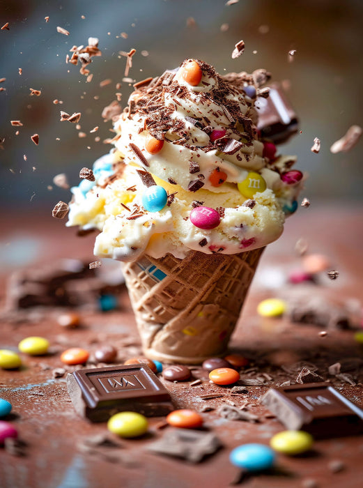 Eiscreme mit bunten Schokolinsen und Schokospäne-Topping - CALVENDO Foto-Puzzle'
