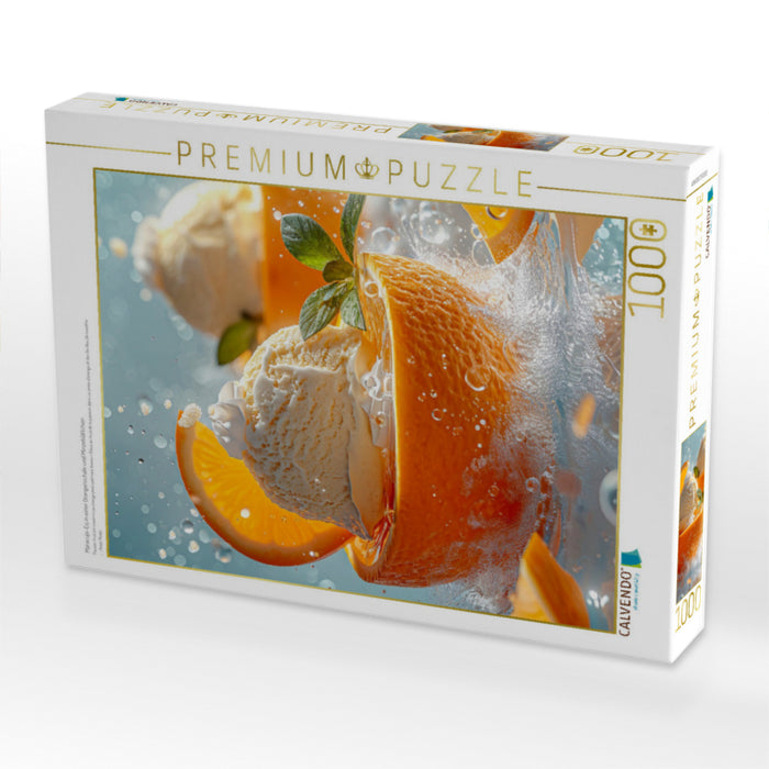 Maracuja-Eis in einer Orangenschale und Minzeblättchen - CALVENDO Foto-Puzzle'