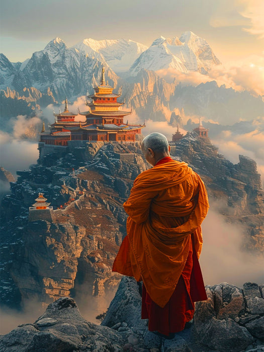 buddhistischer Mönch in den Bergen - CALVENDO Foto-Puzzle'