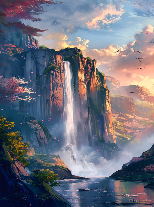 Ein Motiv aus dem Kalender Titanen der Natur - Majestätische Wasserfälle im Anime - Stil - CALVENDO Foto-Puzzle'