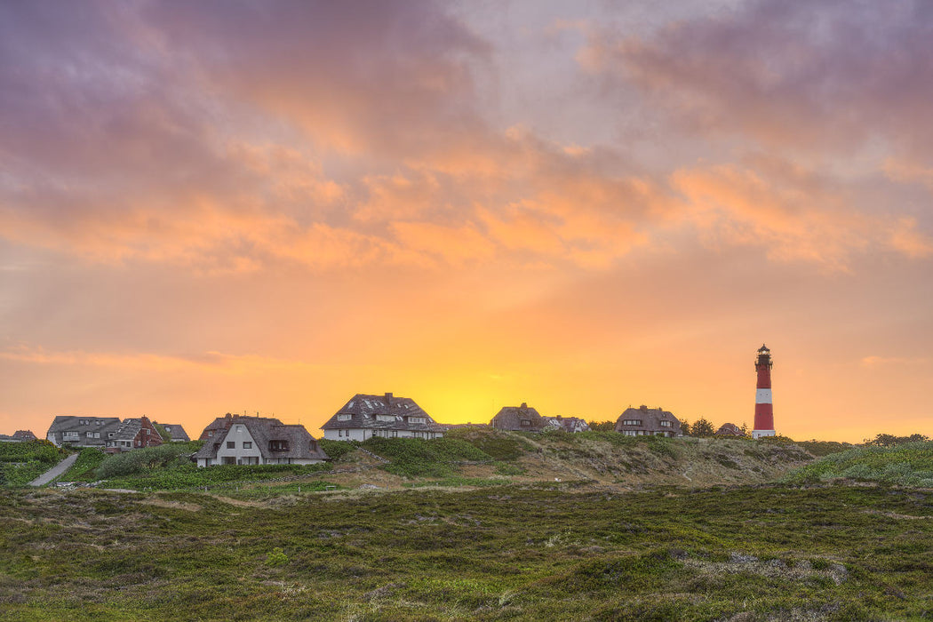 Premium Textil-Leinwand Sonnenaufgang in Hörnum auf Sylt