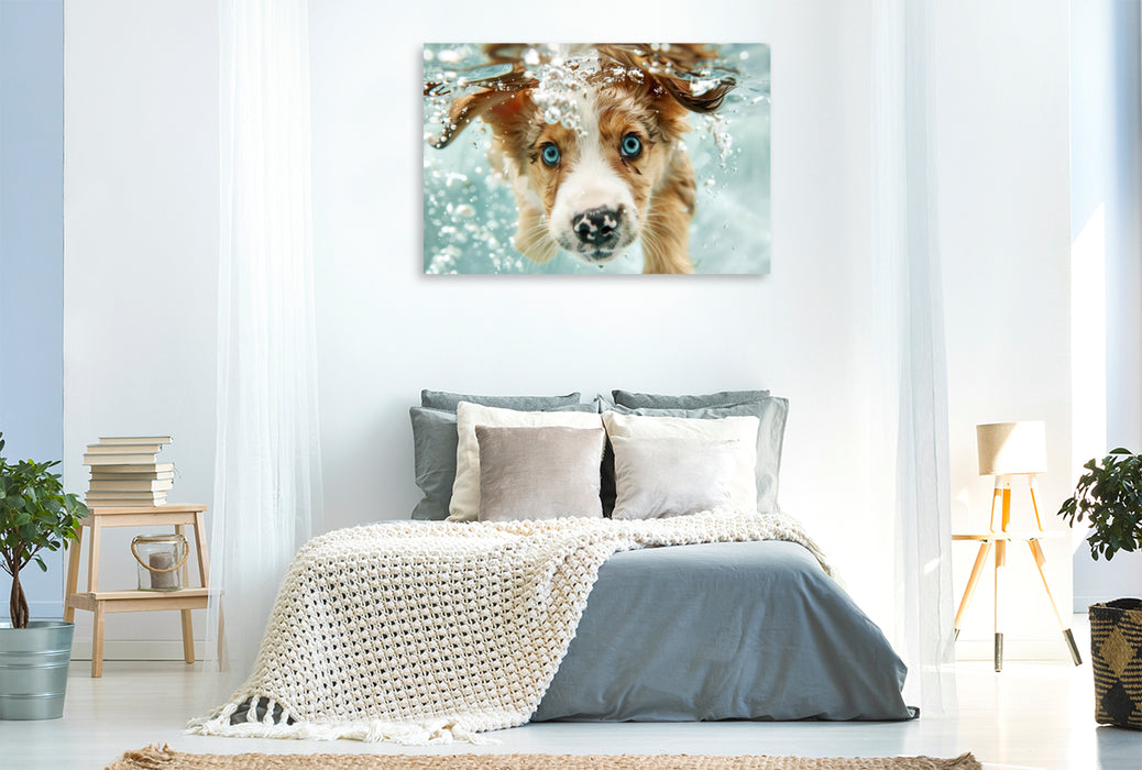 Premium Textil-Leinwand Ein Motiv aus dem Kalender "Hunde und Wasser"