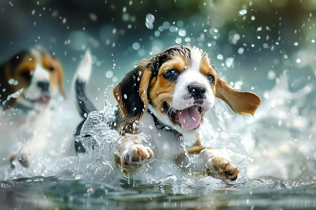 Premium Textil-Leinwand Ein Motiv aus dem Kalender "Hunde und Wasser"