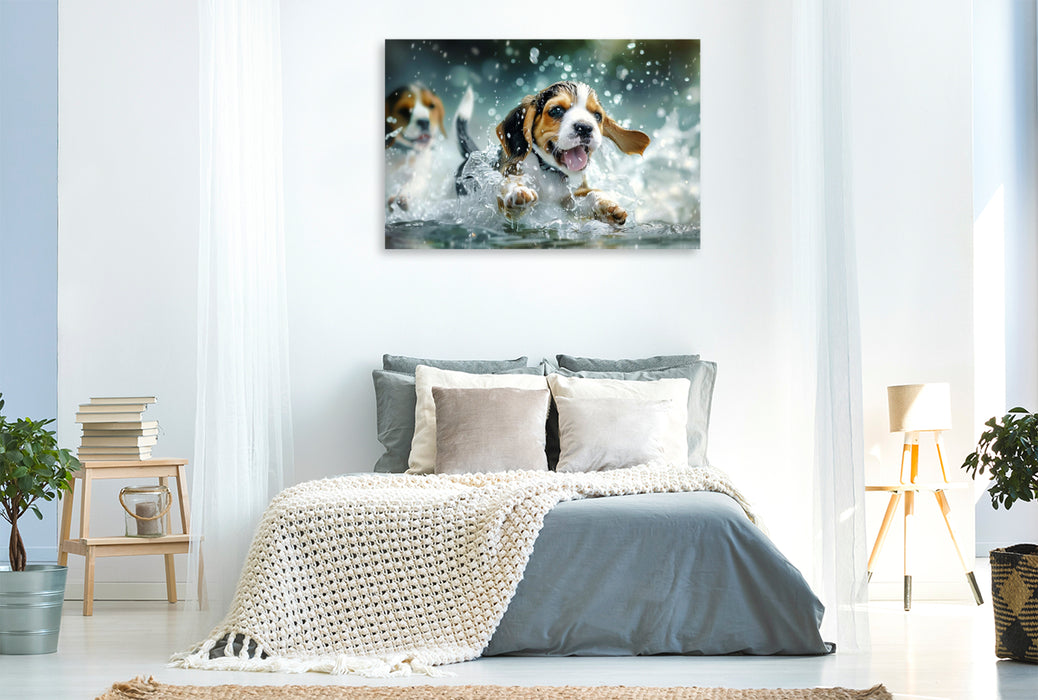 Premium Textil-Leinwand Ein Motiv aus dem Kalender "Hunde und Wasser"