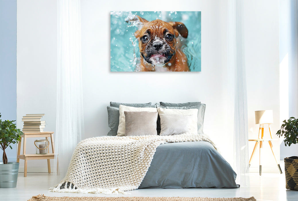 Premium Textil-Leinwand Ein Motiv aus dem Kalender "Hunde und Wasser"