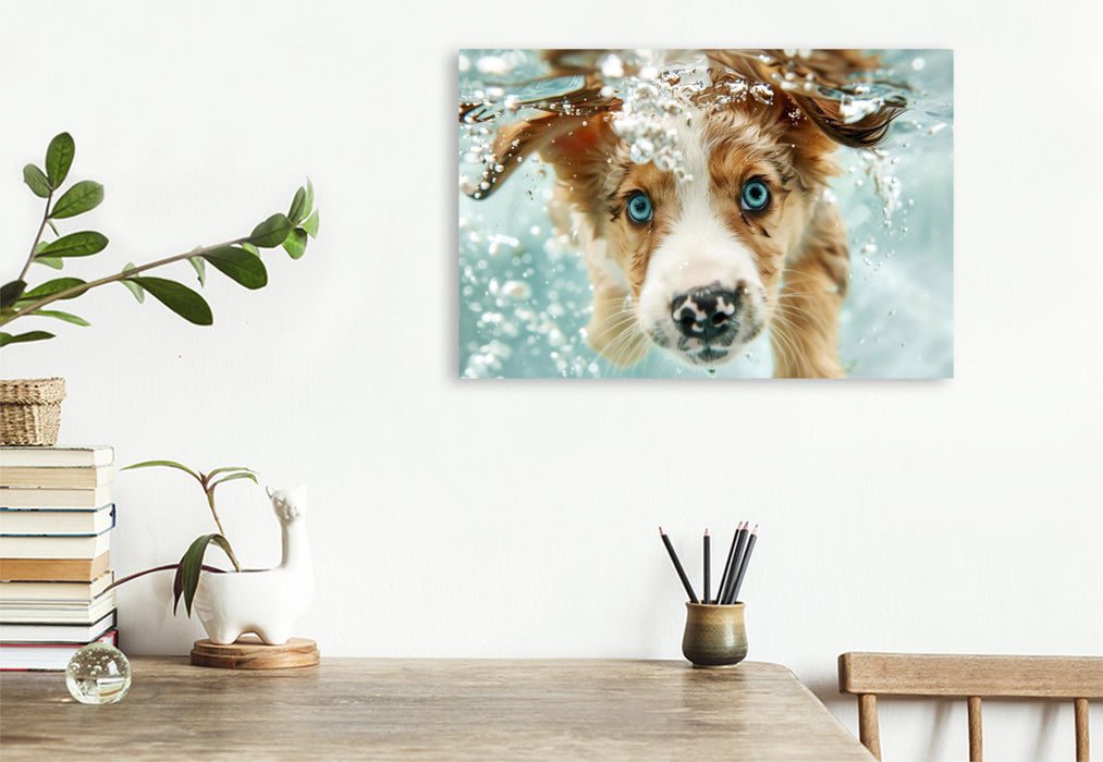 Premium Textil-Leinwand Ein Motiv aus dem Kalender "Hunde und Wasser"