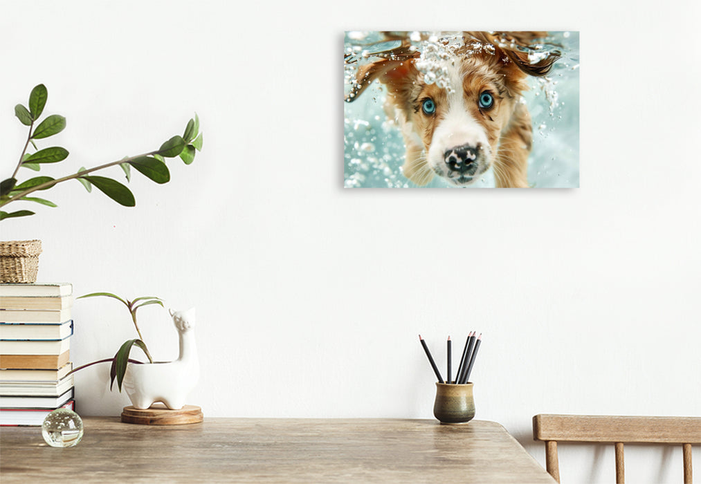 Premium Textil-Leinwand Ein Motiv aus dem Kalender "Hunde und Wasser"